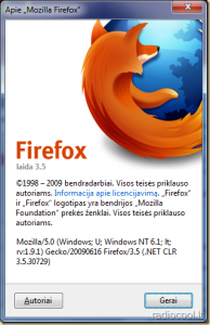 Mozilla Firefox 3.5 apžvalga Firefox 3.5 Apie