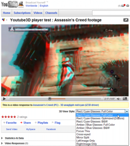 YouTube testuoja 3D video (YT3D) image
