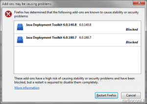 addons blocking java deplayment