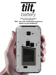 Lengvai įdedamo telefono akumuliatoriaus koncepcija tilt_battery